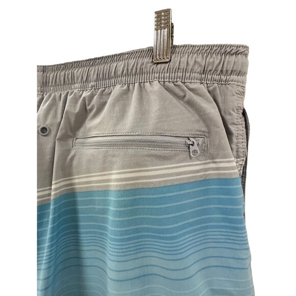 🌸3/$15🌸Blue and Gray Striped Men's Swim Shorts with Zipper Pocket sz XL - Picture 4 of 6